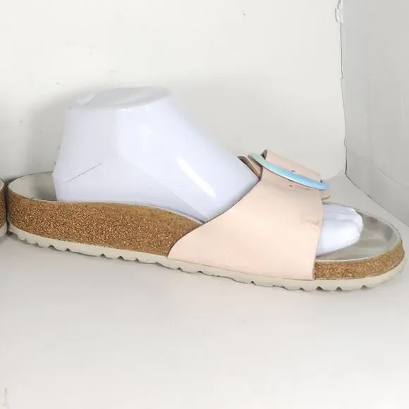 Birkenstock Women's Madrid Big Buckle EU41 US10 Leather Light Pink Slide Sandals - Picture 6 of 16